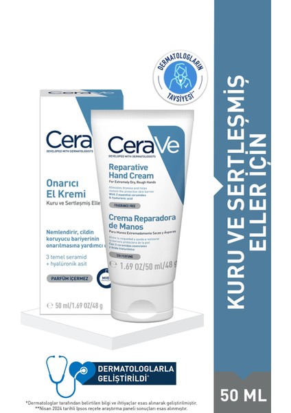 Onarıcı El Kremi 50 ml Parfümsüz 3 Temel Seramid ve Hyalüronik Asitli Yoğun Nemlendirici fiyatları