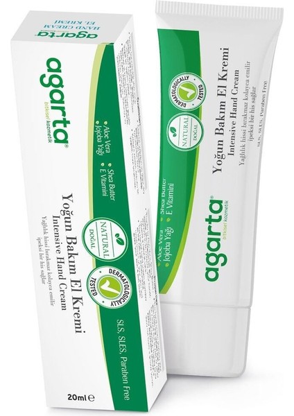 Yoğun Nemlendirici El Kremi - Doğal Bitkisel Formül, Shea Yağı ve E Vitamini ile Zenginleştirilmiştir, 20 ml fiyatları