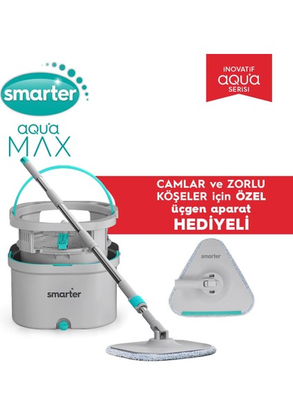 Aqua Max ve Üçgen Aparat Temiz & Kirli Suyu Ayırma Temizlik Seti Mop Paspas Cam Sileceği