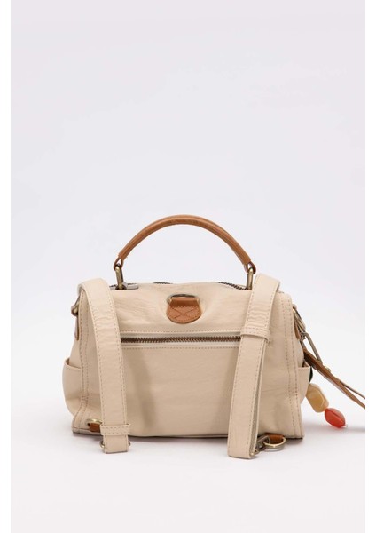 Krem Çapraz Fermuar Detaylı Sırt Çantası fırsatları