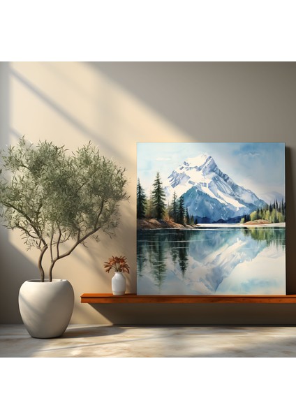 Dünyanın En Güzel Manzaraları - Huzurlu Dağ Yansımaları Kanvas Tablo - Dünyanın En Güzel Manzaraları Ev Dekorasyonu Kanvas Suluboya Resim fiyatları