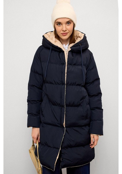 Kapüşonlu Iki Renkli Çift Taraflı Şişme Mont Laci-Taş 5371 fırsatları