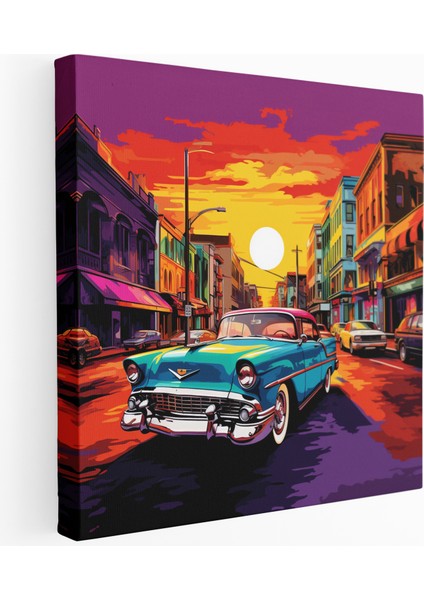 Retro Pop Art Şehir Kanvas Tablosu