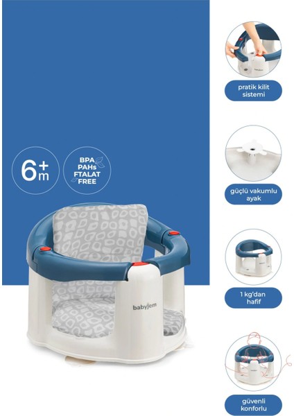 Babyjem Önden Açılır Mama Sandalye Oturağı ve Minderi - 2 ' Li Set Indigo Mavi