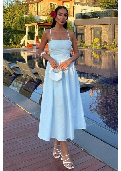 Sırtı Çapraz Ipli Boncuk Detaylı Elbise 2902-08 fiyatları