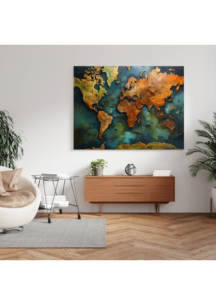 Yüksek Kaliteli Kanvas Tablo - Gerçekçi Dünya Haritası - Dünya Haritası Kanvas Duvar Sanatı Gerçekçi modelleri