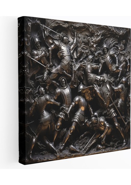 Rönesans Şövalyeleri Metal Işlemeli Duvar Sanatı - Rönesans Rönesans Duvar Sanatı Kanvas Tablo Duvar Dekorasyonu