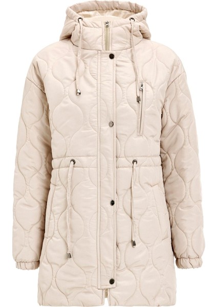 Kapüşonlu Beli Bağcıklı Kısa Kapitone Mont Taş 6777 fiyatları