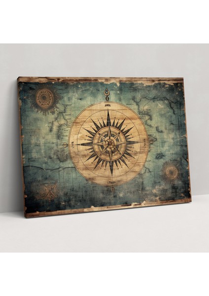 Rustik Dünya Haritası Kanvas Tablo - Dünya Haritası Duvar Sanatı