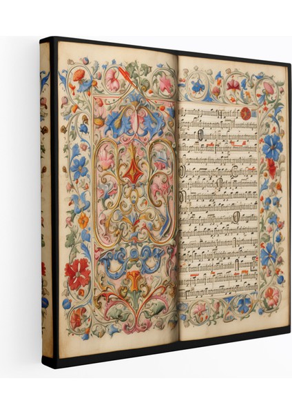 Rönesans El Yazması Kanvas Tablo - Rönesans Canlı Illüstrasyonlar Duvar Sanatı