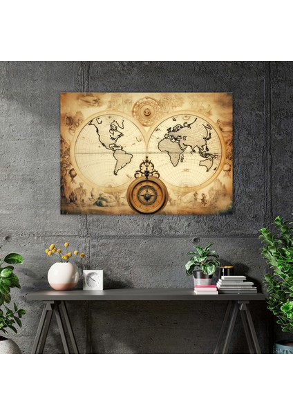 Vintage Denizcilik Dünya Haritası Duvar Sanatı - Dünya Haritası Ev Dekorasyonu Kanvas Vintage Harita fiyatları