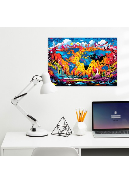 Pop Art Dünya Haritası Kanvas Tablo - Dünya Haritası Kanvas Kanvas Duvar Sanatı fiyatları