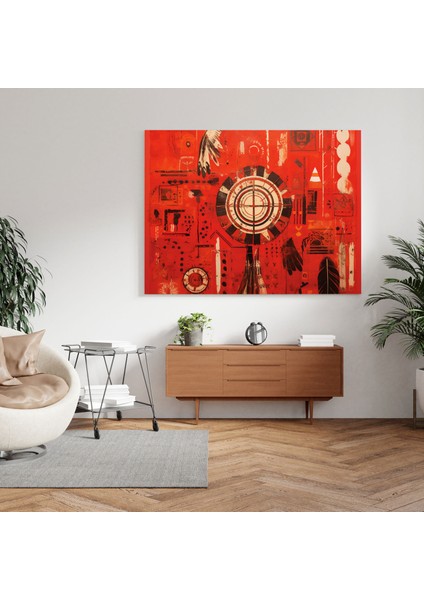 Red Indian Duvar Dekorasyonu - Canlı Kırmızı Arkaplan Kanvas Tablo Ev Dekorasyonu modelleri