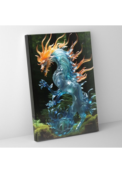 Gerçekçi Cam Heykel Tuval Duvar Sanatı - Mitolojik Yaratık - Duvar Dekorasyonu