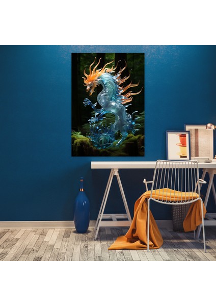 Gerçekçi Cam Heykel Tuval Duvar Sanatı - Mitolojik Yaratık - Duvar Dekorasyonu modelleri