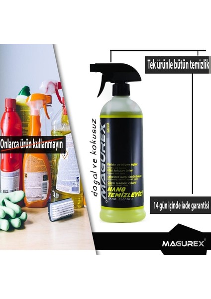 Nano Temizleyici - Güçlü Kir ve Leke Çıkarma, Çok Yüzeyli Kullanım için Uygun, 2 x 800 ml, Uygulama Eldiveni Hediye