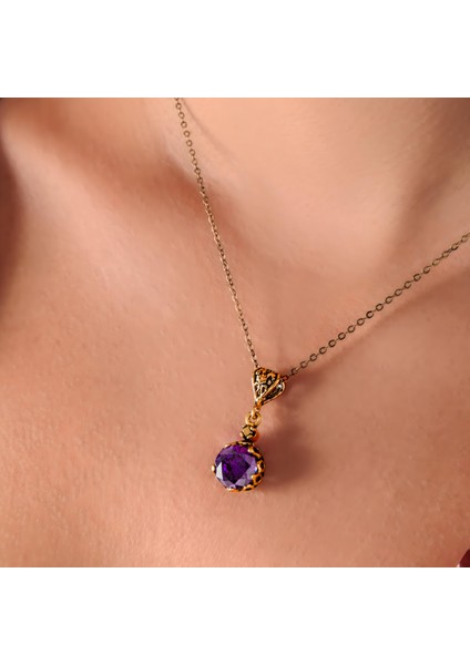 Mistik Işıltı Mor Kadın 2'li Takı Seti Küpe Kolye Takım Bakır El Yapımı Kararma Yapmaz Kutulu modelleri