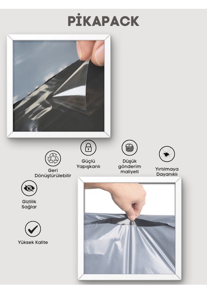 Orta Boy 100 Adet, 30X38X5 cm Cepli Plastik Kargo Poşeti Dayanıklı Gri Renk fırsatları