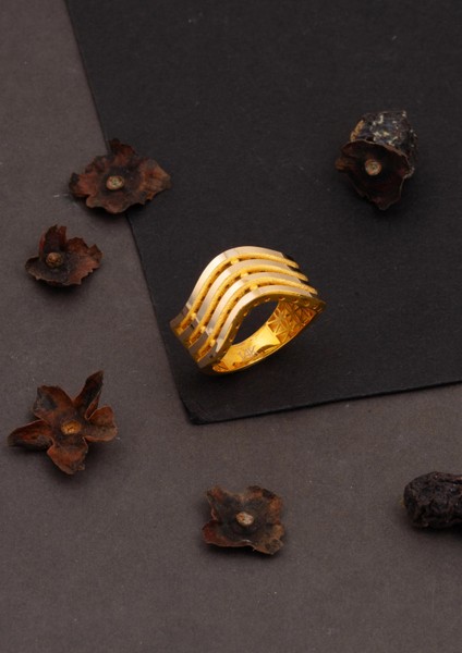 14 Ayar Altın Zikzaklı Ajda Yüzük modelleri