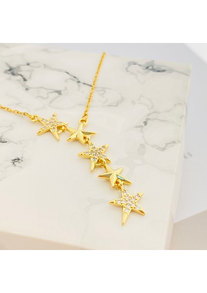 Yıldızlı Kolye Kayan Yıldız Kolye Çelik Gold 45+5cm fiyatları