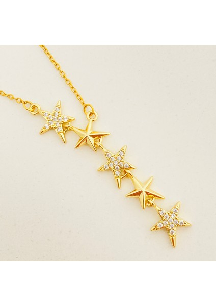 Yıldızlı Kolye Kayan Yıldız Kolye Çelik Gold 45+5cm fırsatları