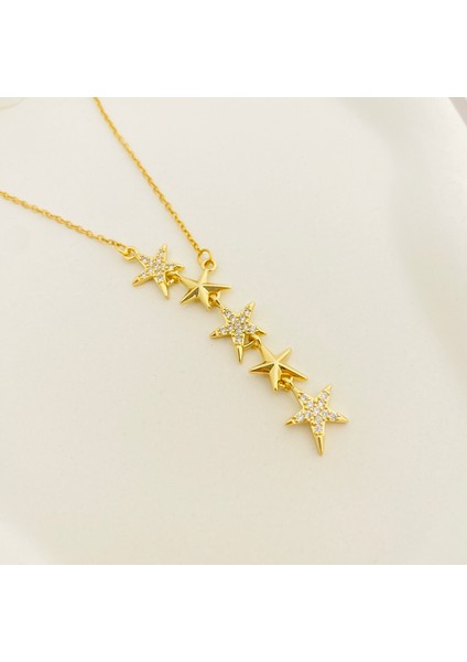 Yıldızlı Kolye Kayan Yıldız Kolye Çelik Gold 45+5cm indirimleri