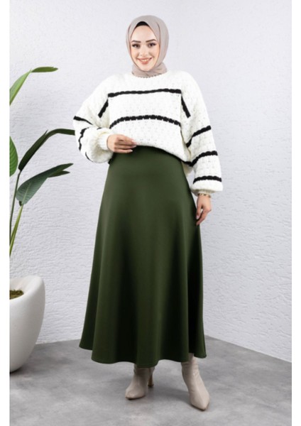 Kadın Scuba Krep Tesettür Kloş Etek