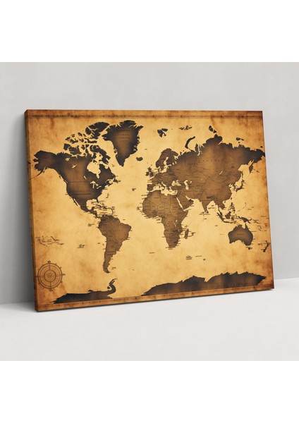 Vintage Dünya Haritası Kanvas Tablo - Ev Dekorasyonu Duvar Dekorasyonu