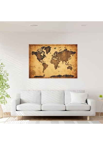 Vintage Dünya Haritası Kanvas Tablo - Ev Dekorasyonu Duvar Dekorasyonu modelleri
