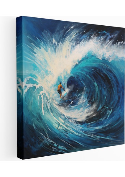 Ifadeci Sörfçü Dalgada Sörf Yapan Kanvas Tablo