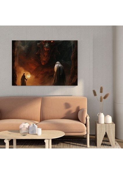 Gandalf ve Balrog Arasındaki Mücadele - Orta Dünya Kanvas Tablo - Gerçekçi Dijital Boyama Sanatı modelleri