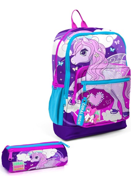 Mor Pembe Unicorn Desenli 2’li Okul Çanta Seti SET0123708