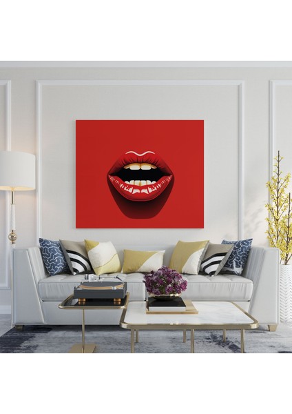 Rolling Stones Minimalist Dil Duvar Sanatı Kanvas Tablo - Rolling Stones Dil Logosu Duvar Dekorasyonu modelleri