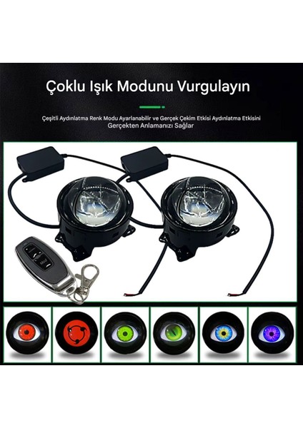Şeytan Gözü LED Far Sis Farı 6 Modlu Mercekli LED Uzaktan Kumandalı Animasyonlu 2 Adet fiyatları