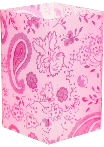 Kalemlik Pembe Kumaş Desenli Ofis Gereci