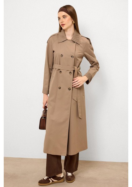 Apolet Detaylı Plise Garnili Su Itici Özellikli Trençkot S.kahve 6773 fırsatları