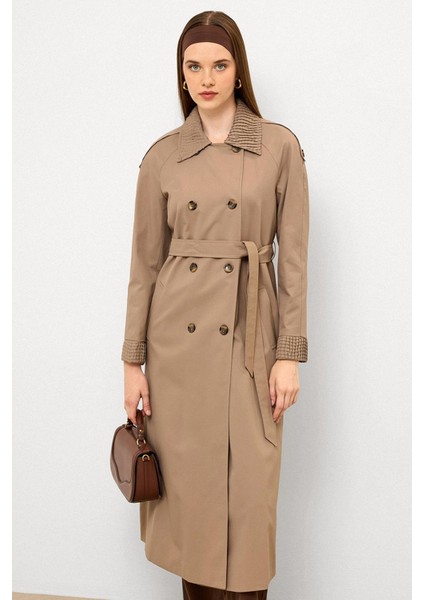 Apolet Detaylı Plise Garnili Su Itici Özellikli Trençkot S.kahve 6773 indirimleri