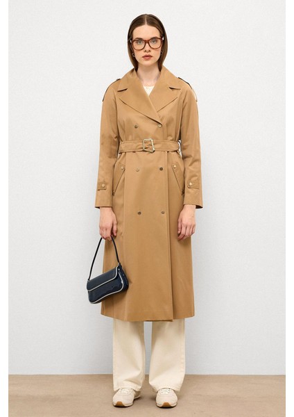 Pelerin ve Apolet Detaylı Çıt Çıt Kapamalı Su Itici Özellikli Trençkot K. Kamel 6709 fiyatları