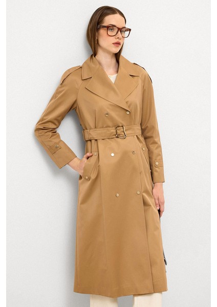 Pelerin ve Apolet Detaylı Çıt Çıt Kapamalı Su Itici Özellikli Trençkot K. Kamel 6709 indirimleri