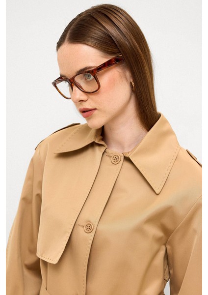 Punto Dikiş Detaylı Rahat Kalıp Su Itici Özellikli Trençkot Kamel 6769 indirimleri