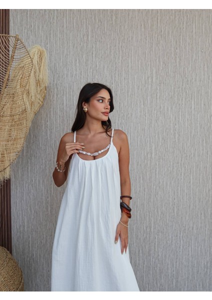 Örgü Askılı Göğüs Taşlı Midi Elbise fiyatları