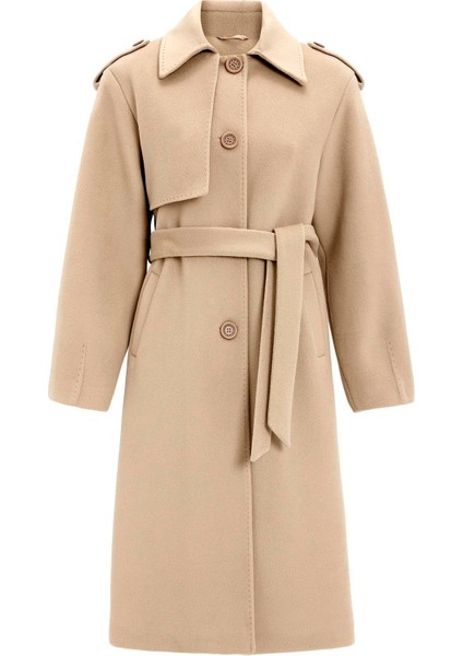 Gömlek Yaka Punto Dikiş Detaylı Premium Kaban Bej 3125 fiyatları