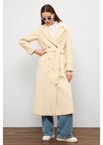 Ceket Yaka Kruvaze Ara Boy Kaban Ekru 3094 modelleri