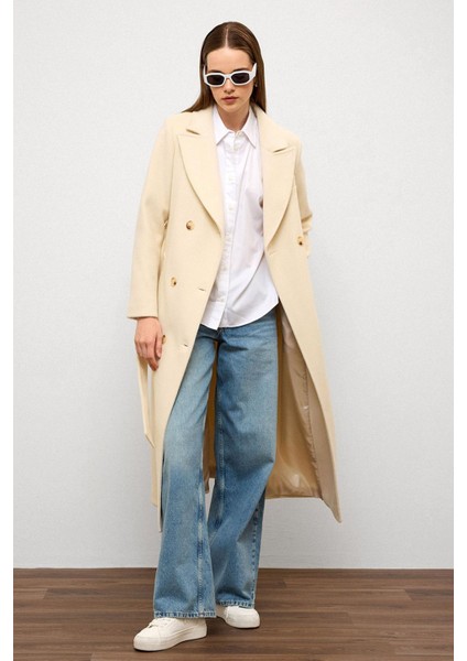 Ceket Yaka Kruvaze Ara Boy Kaban Ekru 3094 fırsatları