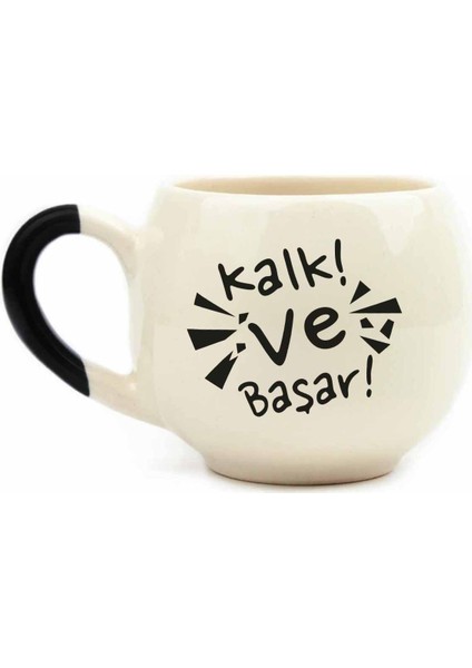 Kalk ve Başar Krem Parlak Balon Kupa - Hediye Seramik Kupa