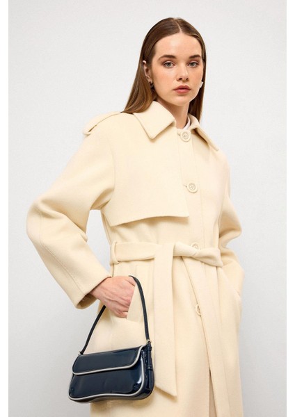 Gömlek Yaka Punto Dikiş Detaylı Premium Kaban Ekru 3125 indirimleri