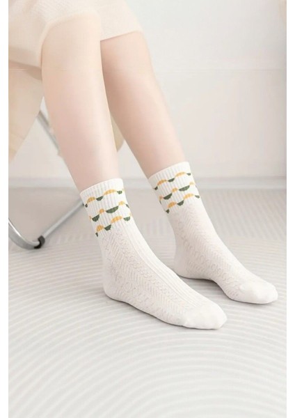 Kadın 5 Çift Premium Kalite Yeşil Çiçek Desenli Soket Çorap indirimleri