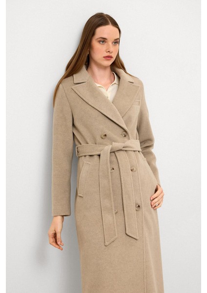 Ceket Yaka Kruvaze Ara Boy Kaban Taş Melanj 3094 modelleri