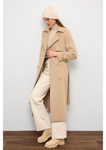 Pelerin Detaylı Kruvaze Kaban Bej 3091 fiyatları