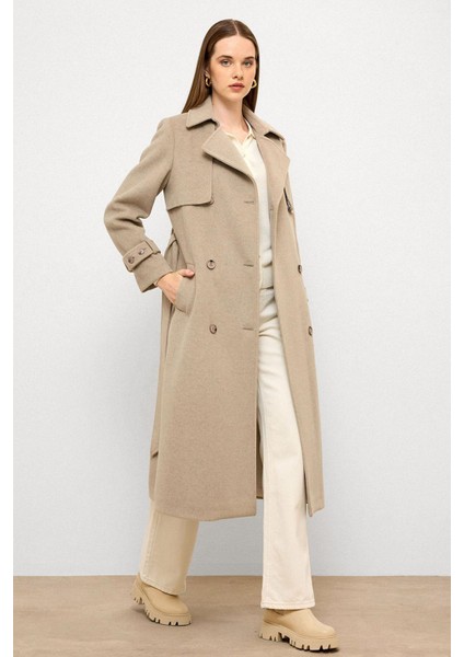 Pelerin Detaylı Kruvaze Kaban Taş Melanj 3091 fiyatları